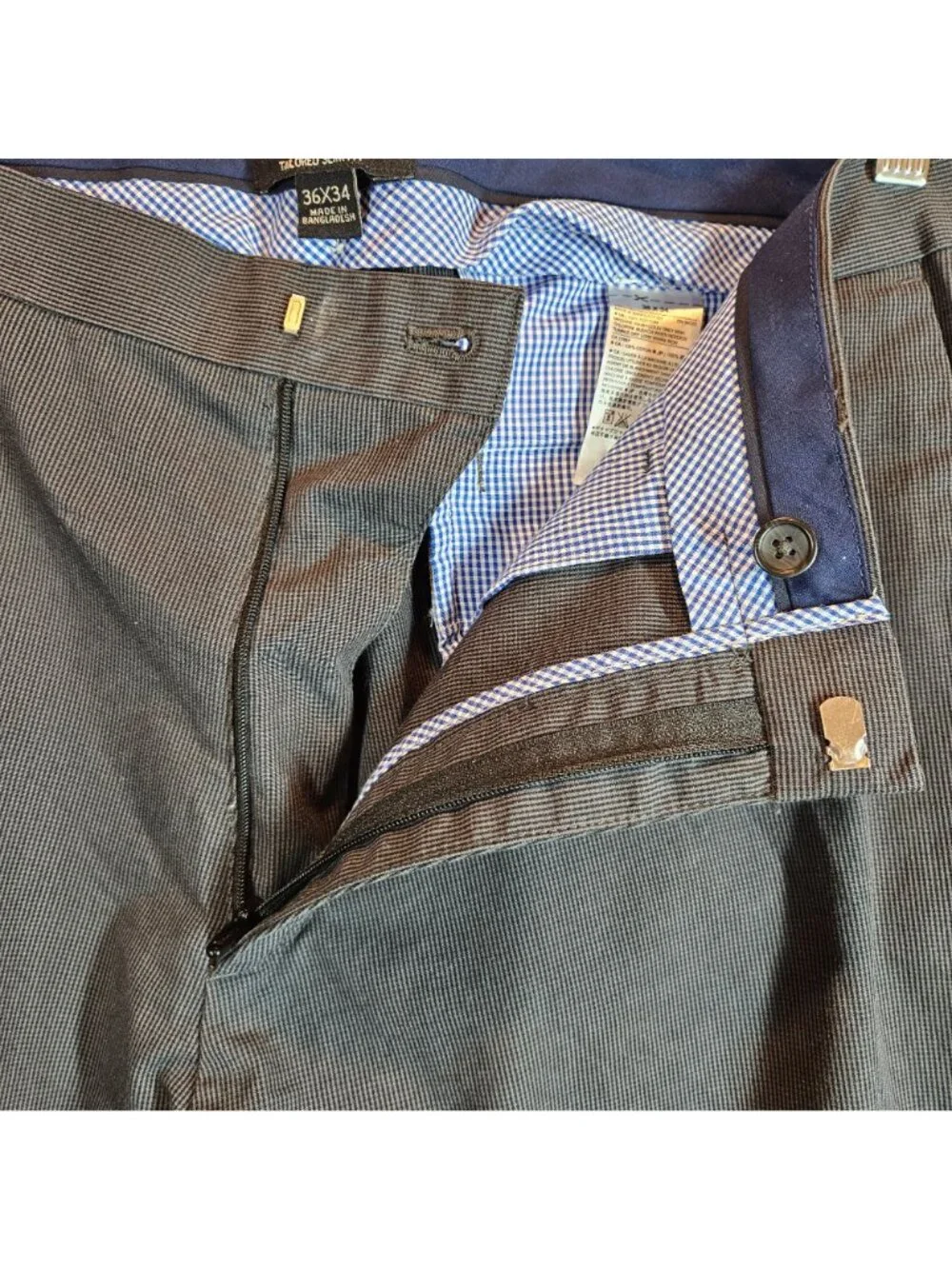Banana Republic Tailored Slim Fit Mens Dress Pants 36x34 Gray Micro Houndstooth